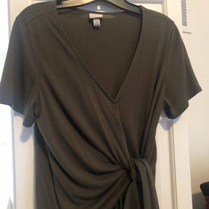 Olive Wrap Blouse